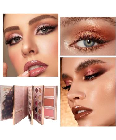 Makeup Palette Bookstyle Multifunctional Cosmetic Set | Eyeshadow Blush Highlighter Concealer Matte & Shimmering Pearlescent Shades | Professional Bride Artist Kit - Buy Online on GoSupps.com