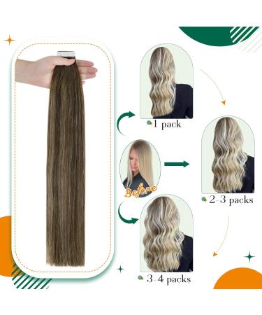 Easyouth Balayage Brown Tape in Hair Extensions - 12 Inch, 30g, 20Pcs | Real Human Hair Ombre Brown Skin Weft #2/8/2 - Buy Online on GoSupps.com