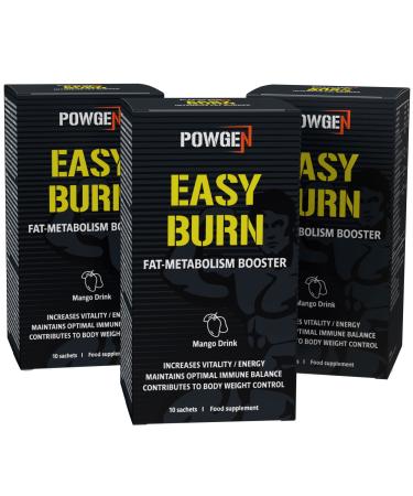 PowGen Easy Burn - Delicious mango drink with L-carnitine yerba mate tea guarana vitamin B3 30 sachets with free e-book
