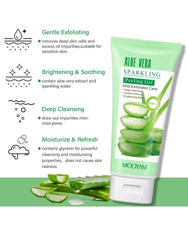Peeling Gel & Aloe Vera Exfoliator - Brightening Facial Scrub & Deep Cleansing Face Wash for All Skin Types | Remove Dead Skin & Refresh After Sun Care - Buy Online on GoSupps.com