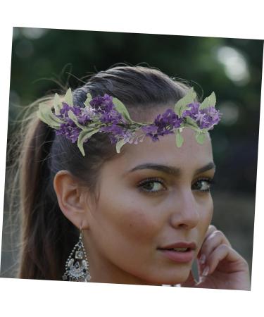 MUSISALY Floral Crown Flower Girl Tiara Flower Crowns for Flower Crown Green Bridal Hair Accessories Fairy Headband Hair Coils Fiesta Headbands Purple Garland Flowers Bohemia Bride - Buy Online on GoSupps.com