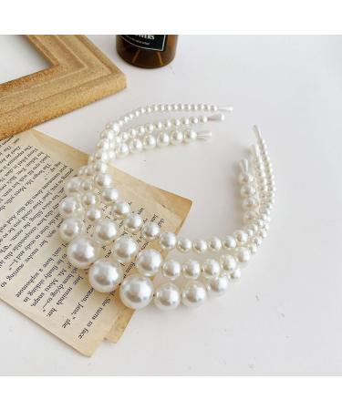Pearl Hair Hoop | White Faux Pearl Rhinestones Hairbands - Elegant Wedding Headwear Hair Accessories Faux Pearl Rhinestones Hairbands for Wedding - Buy Online on GoSupps.com