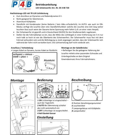 P4B LED Bicycle Light - Dynamo Compatible with Sensor & Parking Light | STVZO Approved | 70 Lux Headlight - Buy Online on GoSupps.com