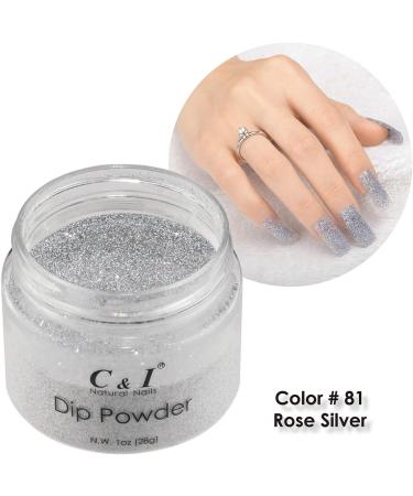 Dip Powder Color No # 81 Rose Silver Nail Gel Effect Powder Pearl Shine Color System 1 oz 28 g - Buy Online on GoSupps.com