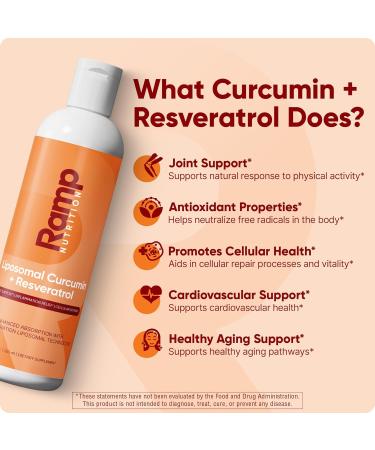 Ramp Nutrition Liposomal Curcumin + Resveratrol | Liquid Supplement | Advanced Liposomal Delivery for Optimal Absorption | 6 fl oz (180 mL) | 30 Servings - Buy Online on GoSupps.com