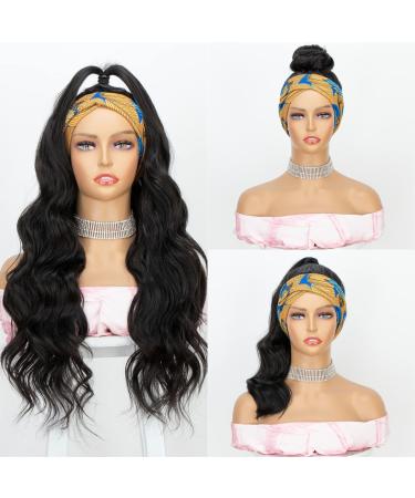 Body Wave Headband Wig 22 inch - Synthetic Glueless Wavy Wig for Black Women - 180% Density Heat Friendly - Buy Online on GoSupps.com