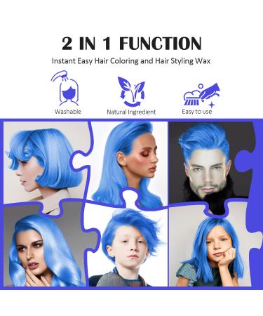 Blue Temporary Hair Color Wax - Instant Washable Hairstyle Dye for Girls & Women | Perfect for Parties Cosplay & Halloween - Buy Online on GoSupps.com