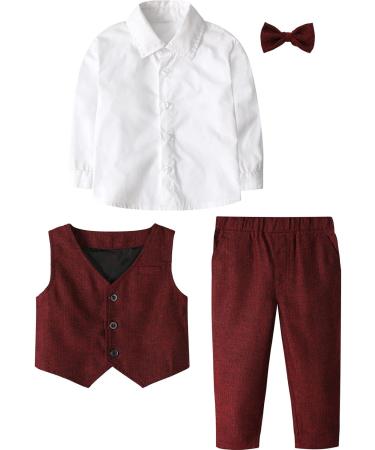 Mint Green Baby Boys Wedding Suit 3pcs Herringbone Tweed Outfit | Christening Clothes Set 2-3 Years Red - Buy Online on GoSupps.com