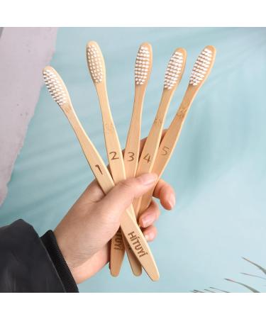 HiTuYi Bamboo Toothbrush (10 Pack) | Eco-Friendly Natural Toothbrushes for Adults with Travel Case, Charcoal Dental Floss | BPA-Free & Biodegradable - Buy Online on GoSupps.com