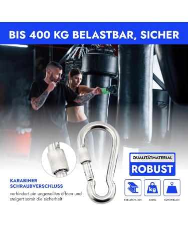 Tajox Premium Stainless Steel Ceiling Hook - 450kg Heavy Load Portable Suspension Swing Hook with Carabiner & Screw | 360 Rotatable for Hanging Chairs Swings & Punching Bags - International Shipping Available - Buy Online on GoSupps.com