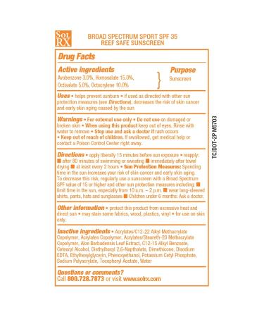 SolRX SPORT SPF 35 Sunscreen - Reef Friendly, Oxybenzone Free, Fragrance Free - Buy Online on GoSupps.com