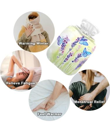 NAANLE 2L Hot Water Bottle with Cover - Watercolor Butterfly Design for Back Pain Relief & Warmth Therapy | Transparent Hot Water Bottle for Hands & Neck - Buy Online on GoSupps.com