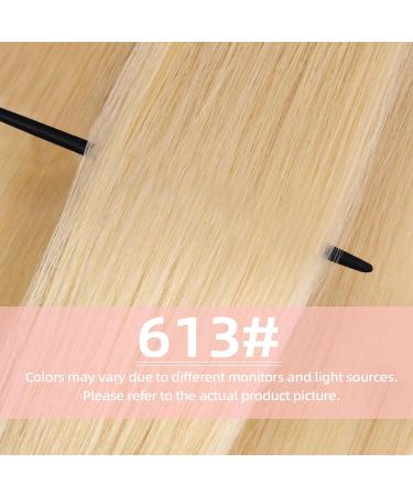 Vlasy Clip in Human Hair Extensions - 20 Inch 613# Light Golden Blonde - 7 Pieces Seamless Thick Weft Hair Extensions for Women - Buy Online on GoSupps.com