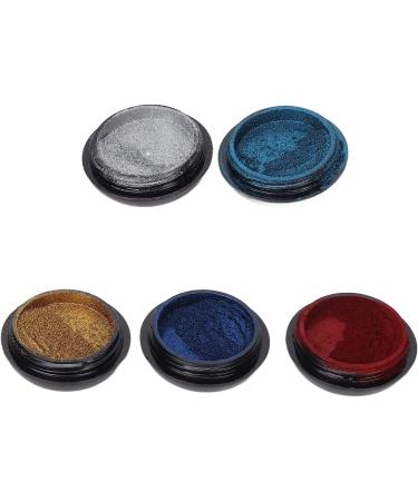 Mirror Effect Nail Powder Safe Exquisite 5 Color Mild Nail Art Powder Compact with Eyeshadow Applicator for Nail Salon for Dating - Buy Online on GoSupps.com