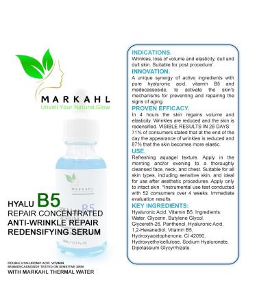 MARKAHL Hyalu B5 Advanced Hydrating Serum - Vitamin B5 Hyaluronic Acid & Madecassoside for Deep Hydration Plumping & Anti-Aging - Ideal for Sensitive Skin - Shop Internationally - Buy Online on GoSupps.com
