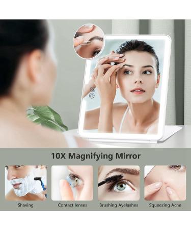 Torribala Travel Makeup Mirror Vanity Mirror Lights Travel Lighted Makeup Mirror with 10X Magnifying Mirror 3 Color Lighting Accessories for Women - Buy Online on GoSupps.com