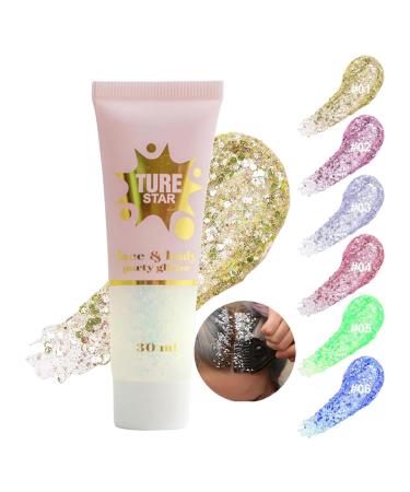 Aonat body glitter gel 30ml glitter makeup glitter face glitter make-up long-lasting glitter liquid gel for face hair lips nails make-up cosmetics festival party a-01 gold - Buy Online on GoSupps.com