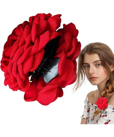 Rose Claw Clip | Rose Brooch Floral Hairpin Floral Hair Clips Non Slip Strong Hold Blooming Rose Claws Clips for Thin Hair and Thick Hair 9cm - Buy Online on GoSupps.com