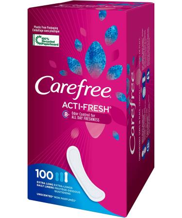 Carefree Acti-Fresh Pantiliners  Extra Long Flat  Unscented  100 Count (Pack of 1) - Buy Online on GoSupps.com