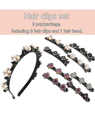 9Pcs Crystal Braided Hair Clips for Women - Hair Accessories with Stone Detail - Shipping from US | KKSS - Buy Online on GoSupps.com