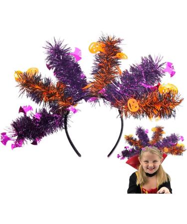 Halloween Headbands Pumpkin Ghost Bat Skeleton Colorful Wool Strips Halloween Hair Bands | Favors Halloween Accessories for Adults Cosplay Dress Up Bat Pumpkin - Buy Online on GoSupps.com