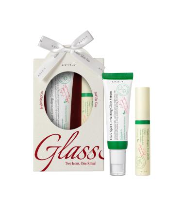 AXIS-Y Glass Skin Duo Korean Skin Care Set - Travel Essentials Holiday Gift with Dark Spot Correcting Glow Serum Targets Spot Treatment for Face & Vegan Collagen Eye Serum for Dark Circles Fine Lines