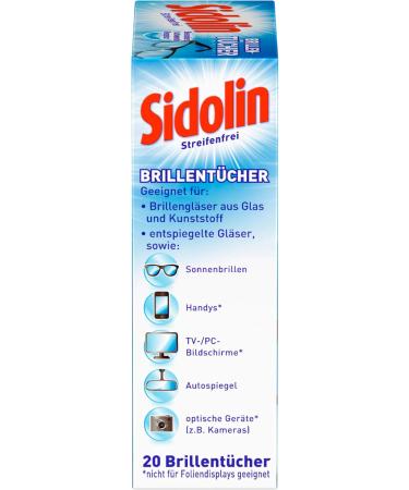 Sidolin Wet Cleaning Wipes for Glasses & Screens - 4-Pack (80 Wipes) | Buy Online Now - Buy Online on GoSupps.com