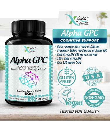 Alpha GPC Choline Supplement 600mg - 120 Veggie Capsules | Cognitive Enhancer & Nootropic | Supports Memory, Brain Function, Focus & Mood | Highly Purified & Bioavailable Source of Choline - Buy Online on GoSupps.com