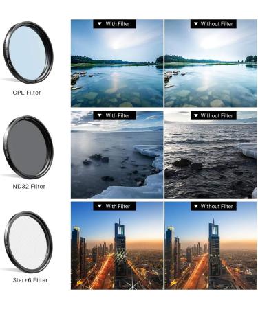 Apexel 52mm Filter Lens Kit for Smartphone Camera Canon Nikon Sony Olympus - Graduated Red Orange Yellow Blue CPL ND32 Star Lens - Buy Online on GoSupps.com
