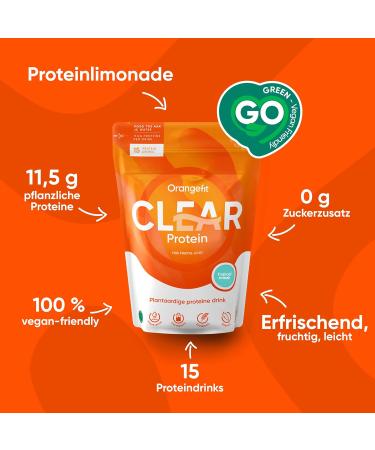 OrangeFit Clear Protein - Tropical Vegan Protein Powder | Refreshing 240g Plant-Based Shake | 15 Servings - Buy Online on GoSupps.com