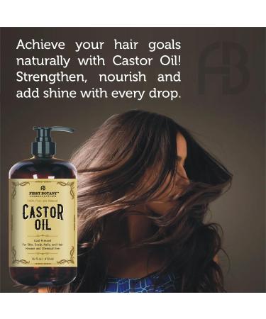 First Botany Castor Oil 16 fl oz - Ultimate Emollient for Hair Growth Skin Moisturizer & Nail Care | Multi-Use Eyebrow & Eyelash Serum - Buy Online on GoSupps.com