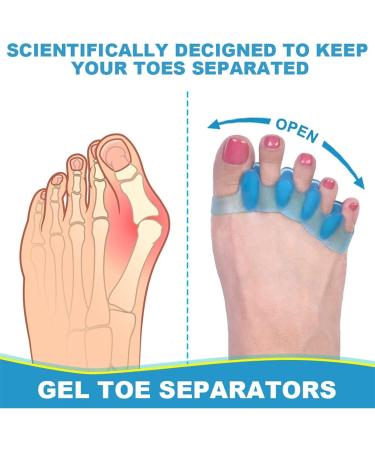 2 Pair Gel Toe Spacers for Bunion Correction - Toe Separators for Men and Women - Blue - Buy Online on GoSupps.com
