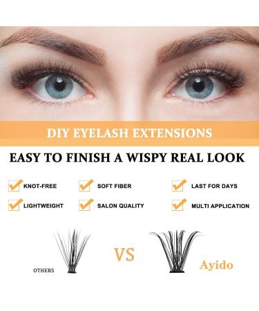 Shop Glue-Free 60D-D-9-16MIX Lash Clusters - Ayido 200 Individual False Eyelashes for DIY Extensions at Home | International Shipping Available - Buy Online on GoSupps.com