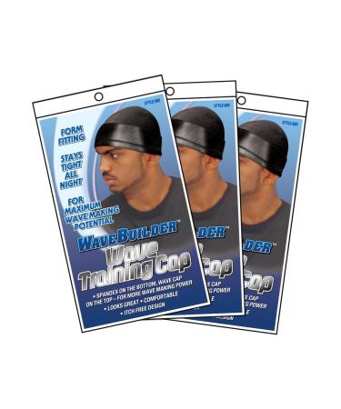 WAVEBUILDER Wave Training Cap Black 3-Pack