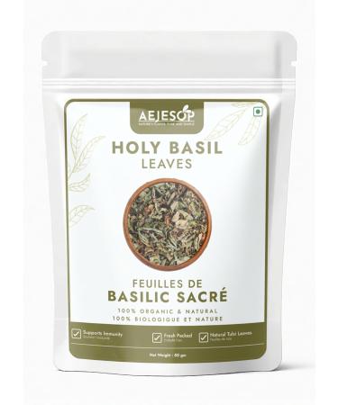 Aejesop Basil Leaves 100% Organic Natural Tulsi Fresh Packed Immunity Support Herbs 1.76oz/50g