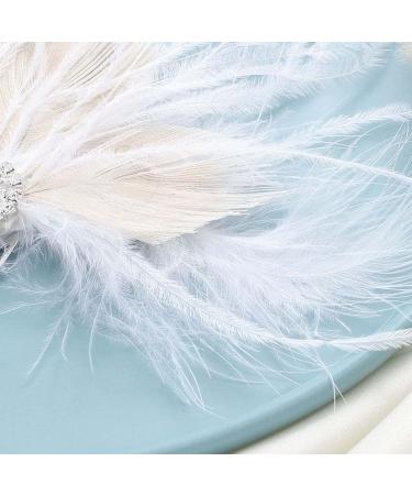 Latious Bride Flapper Feather Hair Comb | White Crystal Bridal 1920s Hair Clip | Gatsby Hair Jewelry for Women - Buy Online on GoSupps.com