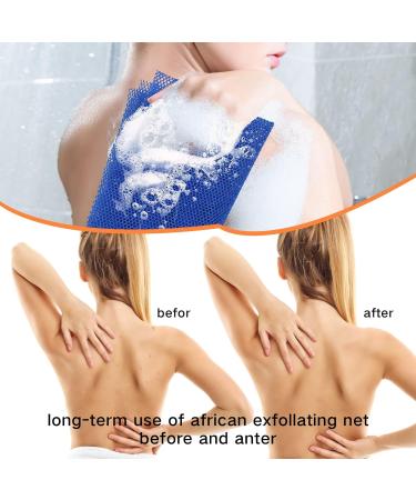 3 Pcs African Exfoliating Net African Net Sponge 80x30cm Long African Shower Sponge Body Sponge Exfoliating Sponge for Men and Women Deep Cleaning(Purple Pink Blue) - Buy Online on GoSupps.com