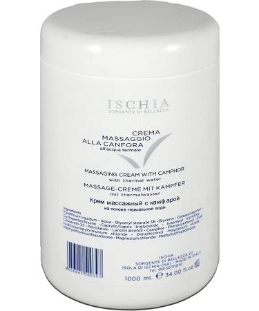 Ischia Sorgente di Bellezza ISB Camphor Massage Cream 1000 ml based on thermal water from the island of Ischia