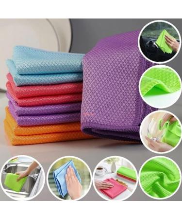 Streak-Free Miracle Cleaning Cloths- Reusable Fish-Scale Streak Free Glass Cleaning Cloth for Glass Dishes Mirrors (5 pcs) - Buy Online on GoSupps.com