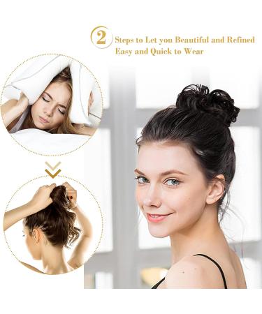 Voluminous Wavy Messy Bun Hairpiece with Hair Rope and Hairpin - Brown/Black Scrunchies - Buy Online on GoSupps.com