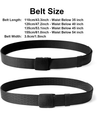 JASGOOD Nylon Military Tactical Men Belt 2 Pack - Outdoor Webbing Web Belt with Plastic Buckle - Fits Pant Up To 35 - Gift for Men - C-black+black - Buy Online on GoSupps.com