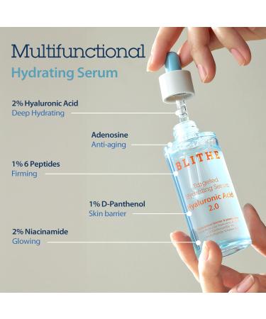 BLITHE Targeted Hydrating Serum with Hyaluronic Acid 2.0 | Deep Moisture & Anti-Aging | 50ml - Cruelty-Free International Shipping - Buy Online on GoSupps.com