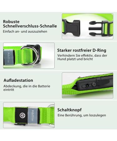 Bright Waterproof LED Dog Collar - 7 Color Changing Adjustable Light for Night Safety | PCEOTLLAR Leasthels Band Dour - Fits Small to Large Dogs (48-60cm/19-23.6inch) - 2022 Green - Buy Online on GoSupps.com