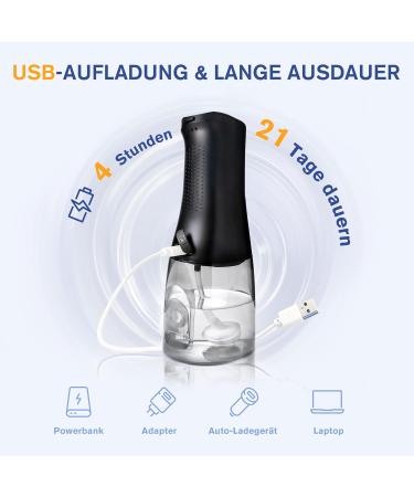 Wireless Electric Mouth Shower - 4 Modes 6 Nozzles USB Charging 300ml Oral Irrigator IPX7 Waterproof Tooth Cleaner - Black - Buy Online on GoSupps.com