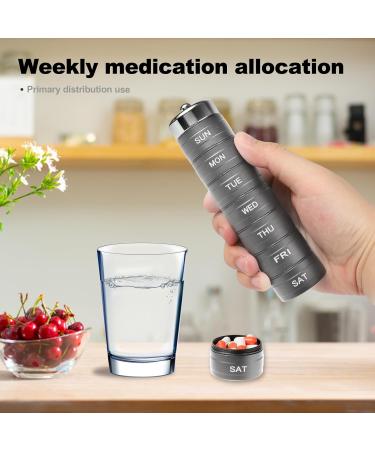 Aluminum Alloy Travel Medicine Organizer - Portable Waterproof Pill Box for Vitamins & Fish Oil | Large Capacity Weekly Organizer in Grey - Buy Online on GoSupps.com