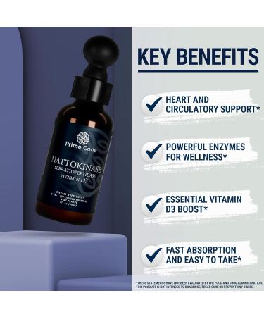 Prime Code nattokinase Supplement | serratiopeptidase and nattokinase Supplements | Nattokinase Liquid Drops| natto Liquid | Serratiopeptidase | High Absorption | Non-GMO | Gluten-Free - Buy Online on GoSupps.com