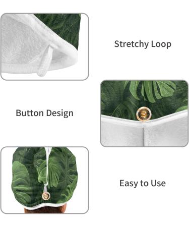 Tropical Green Leaves Hair Towel 2 Pack | Super Absorbent Quick Dry Turbans for Women & Girls - Buy Online on GoSupps.com