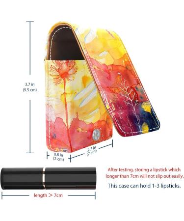 Stylish Leather Lipstick Case with Mirror | Mini Lip Gloss Organizer | Watercolor Dragonfly Design - International Shipping Available - Buy Online on GoSupps.com