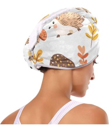 Super Absorbent Mushroom Leaf Hedgehogs Hair Towel 2 Pack - Quick Dry Turbans for Women & Girls | Ideal Travel Hair Drying Towels - Buy Online on GoSupps.com