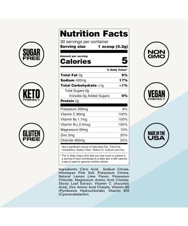 UPPERMOST Hydrate Keto Electrolytes Powder Sugar-Free Lemon Lime Drink Mix with Vitamin C B6 B12 & Zinc 30 Servings - Buy Online on GoSupps.com